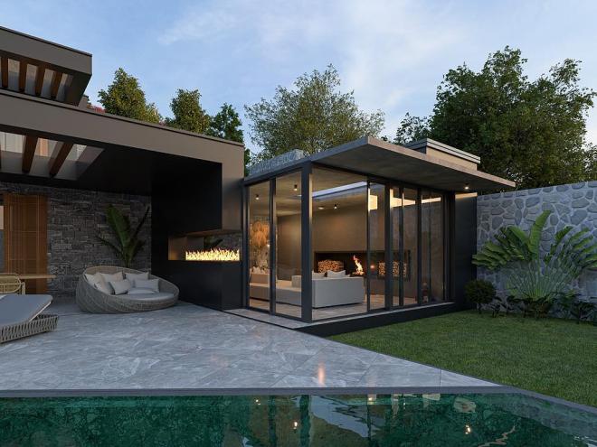 Вилла 4+1 с видом на море в Бодрум