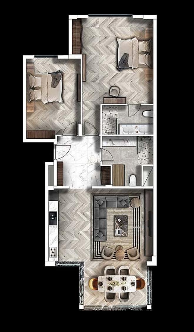 Квартира 1+1 с видом на море в Бодрум