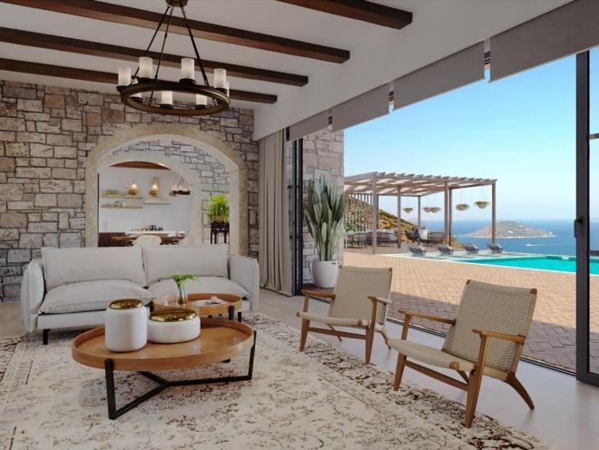 Вилла 4+3 с видом на море в Бодрум