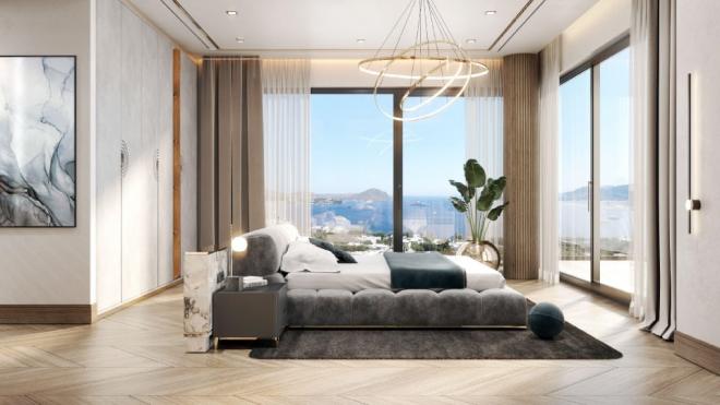 Вилла 5+1 с видом на море в Бодрум