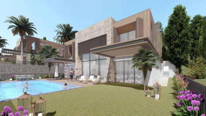 Вилла 5+1 с видом на море в Бодрум