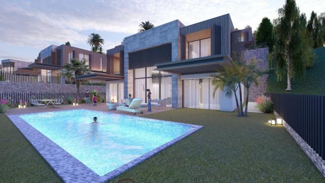 Вилла 5+1 с видом на море в Бодрум