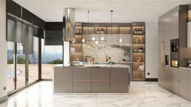 Вилла 4+1 с видом на море в Бодрум