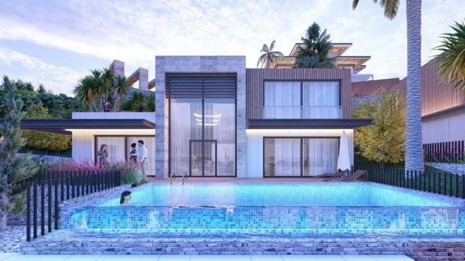 Вилла 4+1 с видом на море в Бодрум