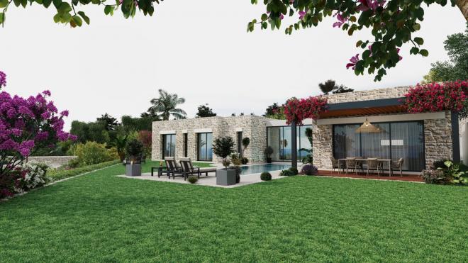 Вилла 4+1 с видом на море в Бодрум