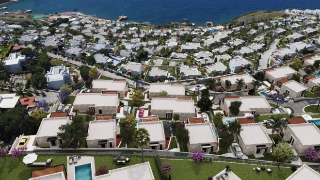 Вилла 4+1 с видом на море в Бодрум