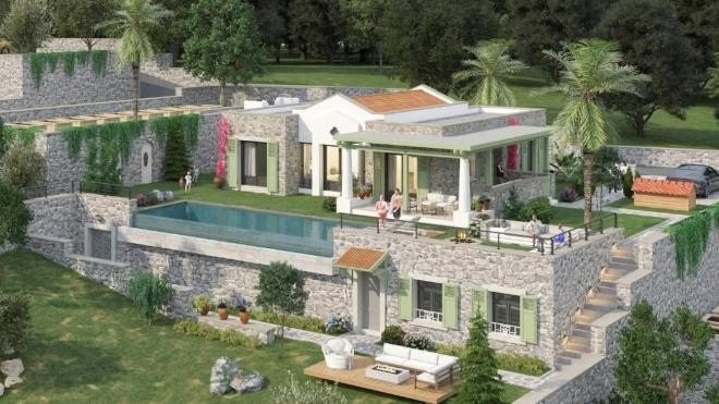 Вилла 5+1 с видом на море в Бодрум