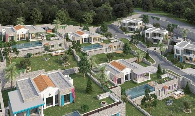 Вилла 5+1 с видом на море в Бодрум