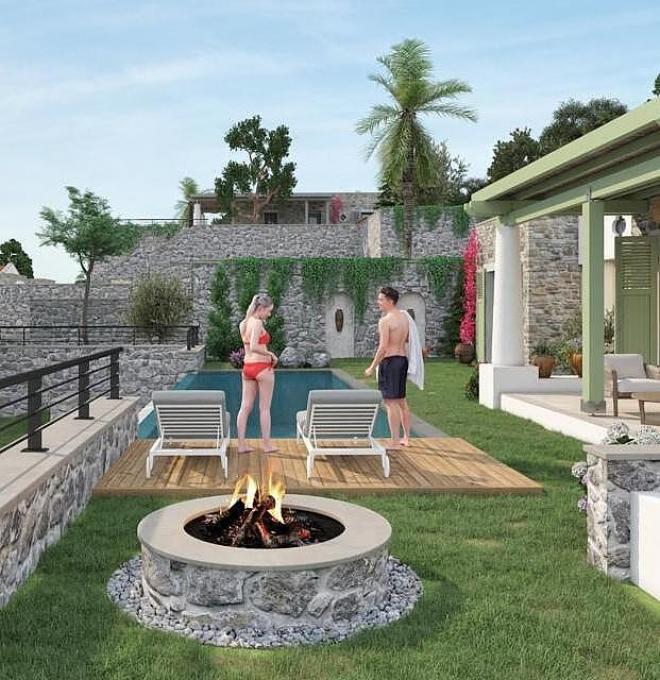 Вилла 5+1 с видом на море в Бодрум