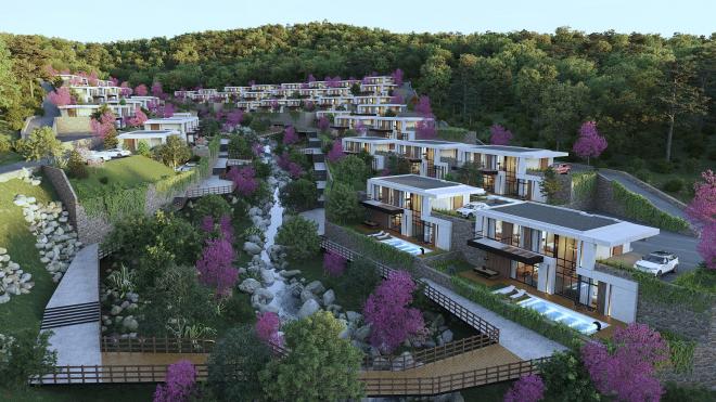 Вилла 4+1 с видом на море в Бодрум