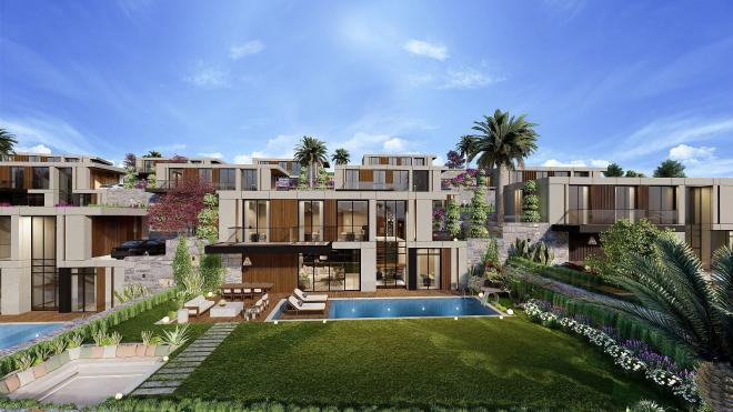 Вилла 4+1 с видом на море в Бодрум