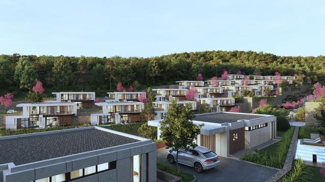 Вилла 4+1 с видом на море в Бодрум