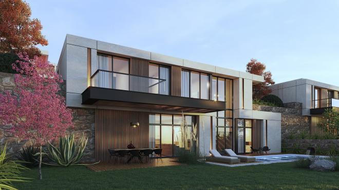 Вилла 4+1 с видом на море в Бодрум