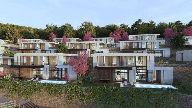 Вилла 4+1 с видом на море в Бодрум