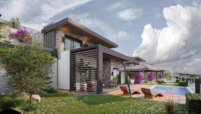 Вилла 3+1 с видом на море в Бодрум