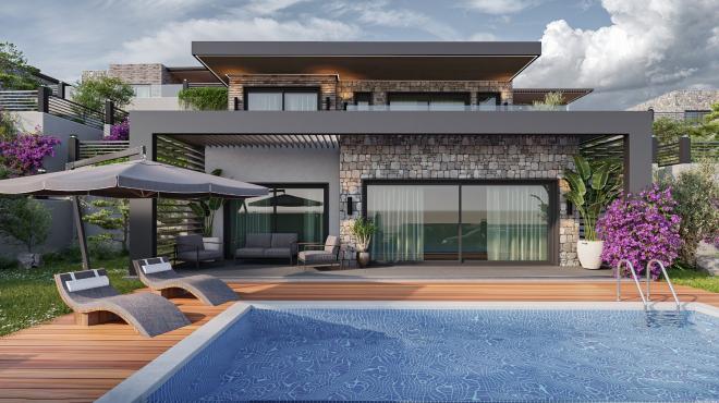 Вилла 3+1 с видом на море в Бодрум