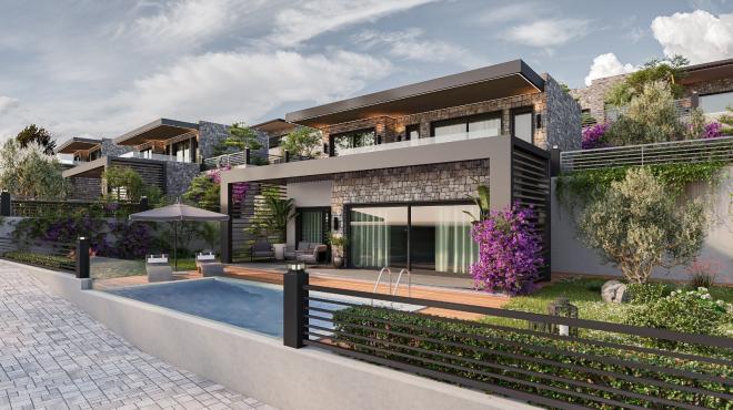 Вилла 3+1 с видом на море в Бодрум