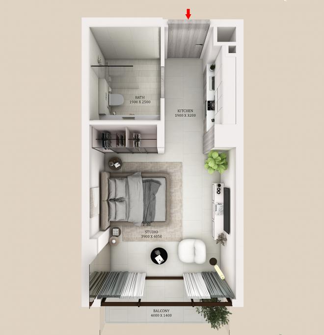 Квартира 0+1 в Дубай