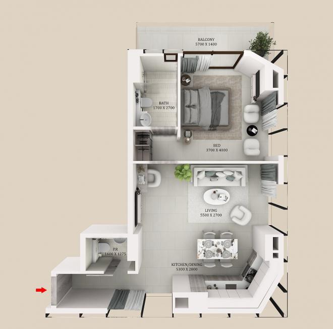 Квартира 0+1 в Дубай