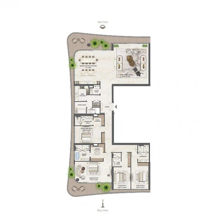 Дюплекс 5+1 с видом на море в Дубай