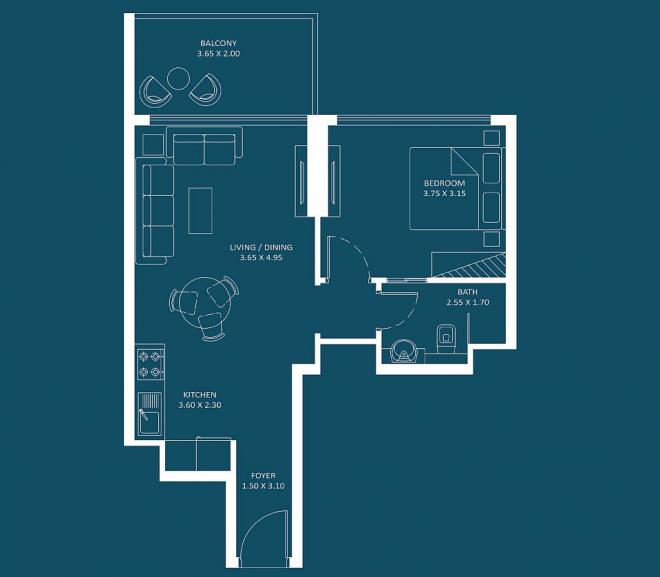 Квартира 0+1 в Дубай