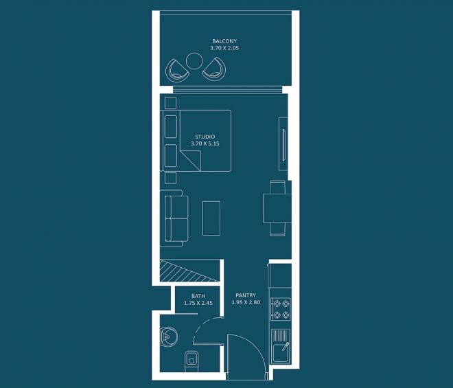 Квартира 0+1 в Дубай