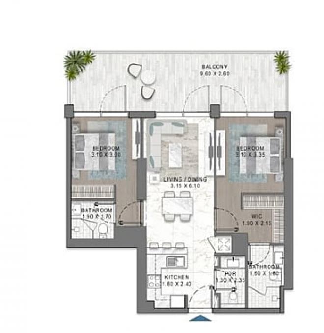 Квартира 2+1 в Дубай