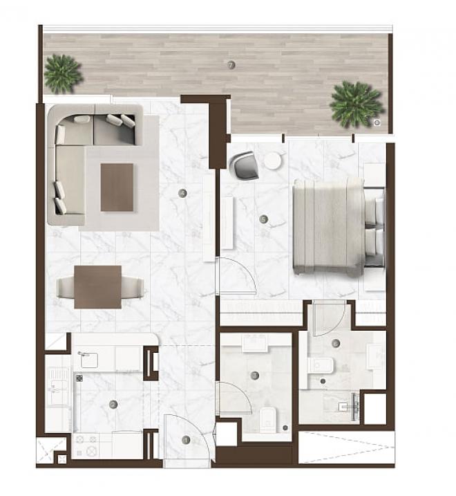 Квартира 0+1 в Дубай