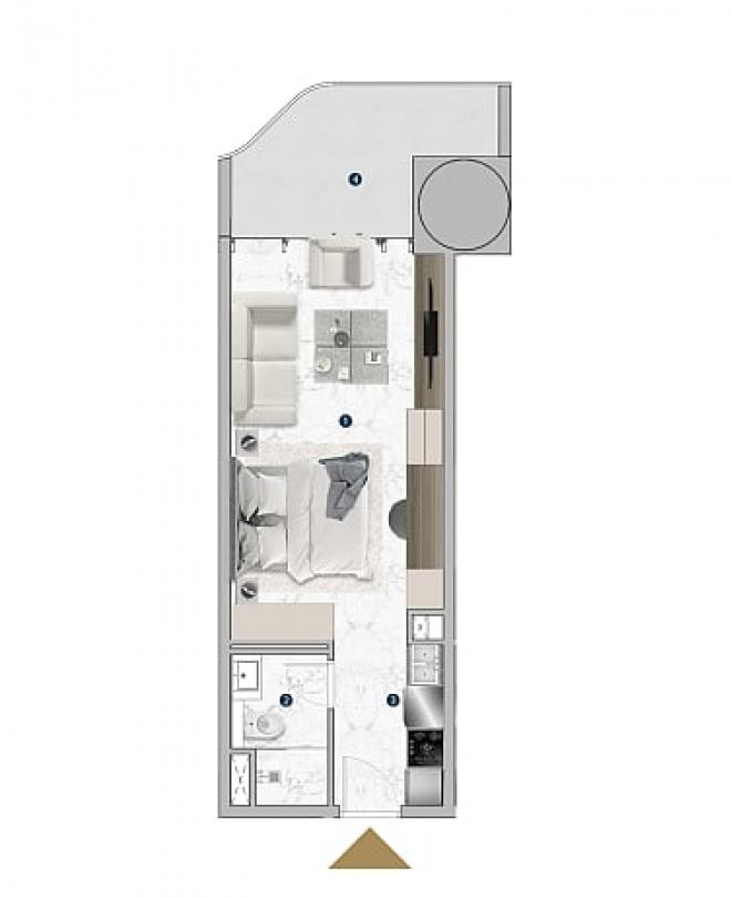 Квартира 1+1 с видом на море в Дубай