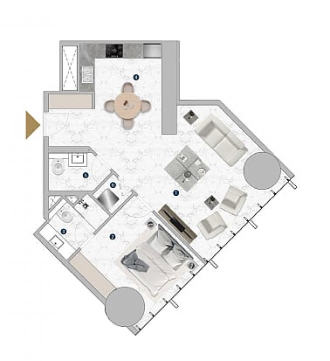 Квартира 1+1 с видом на море в Дубай