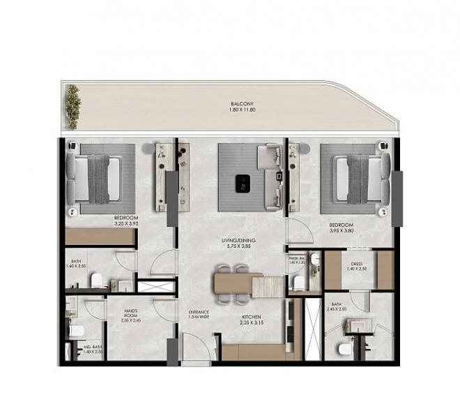 Квартира 0+1 в Дубай