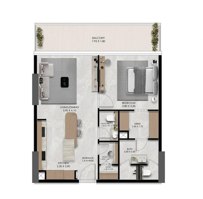 Квартира 1+1 в Дубай