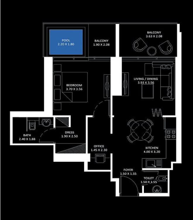 Квартира 2+1 в Дубай