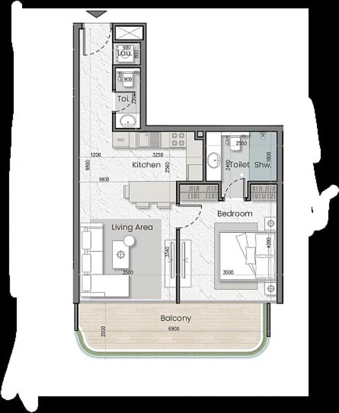 Квартира 0+1 в Дубай