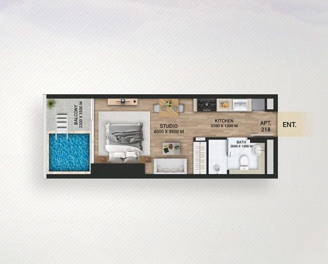 Квартира 0+1 в Дубай