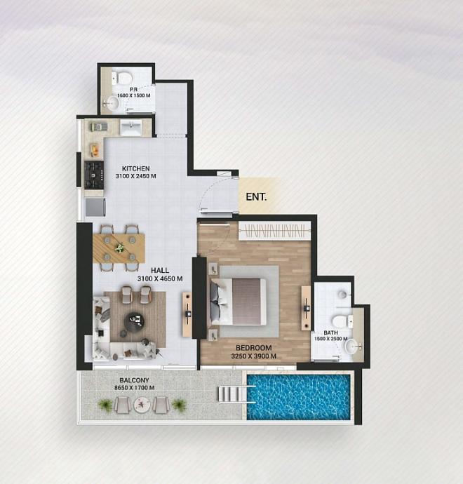 Квартира 2+1 в Дубай