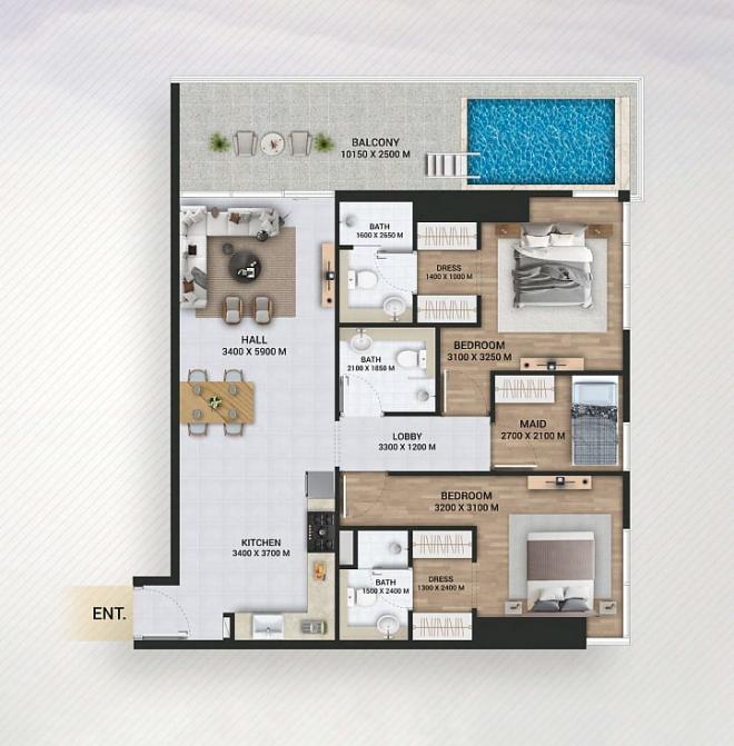 Квартира 2+1 в Дубай