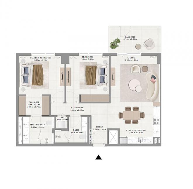 Квартира 2+1 с видом на море в Дубай