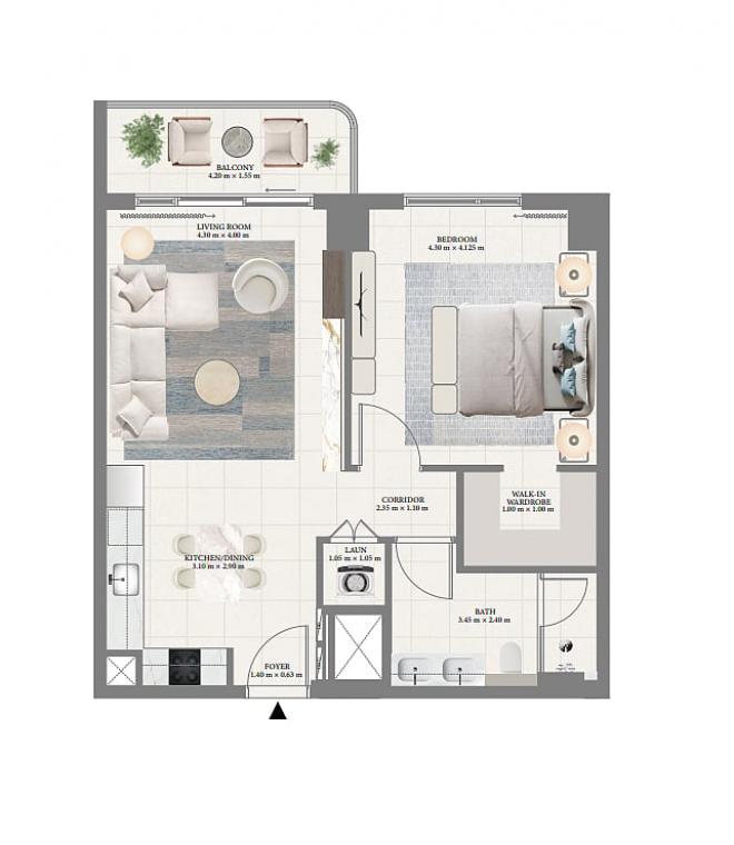 Квартира 2+1 с видом на море в Дубай