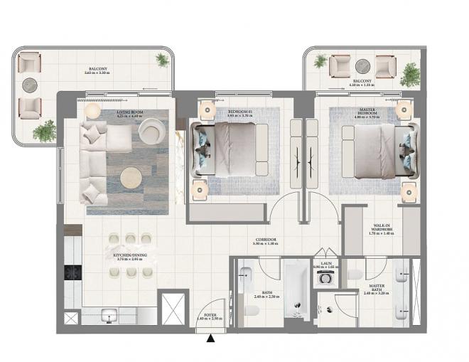 Квартира 2+1 с видом на море в Дубай