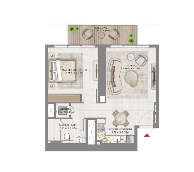 Квартира 2+1 с видом на море в Дубай