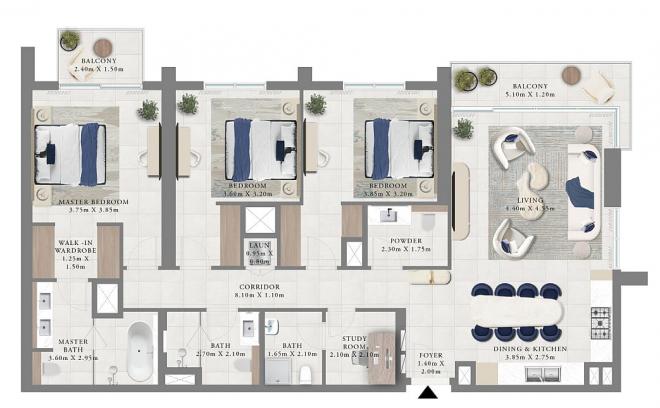 Квартира 3+1 в Дубай