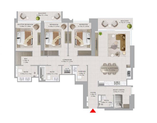 Квартира 3+1 в Дубай