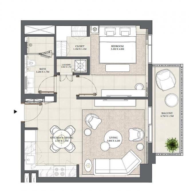 Квартира 3+1 в Дубай