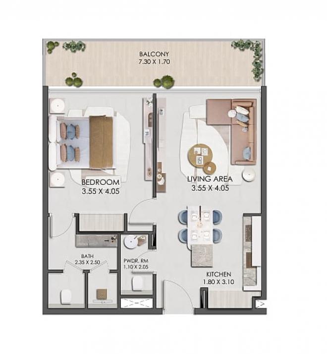 Квартира 0+1 в Дубай