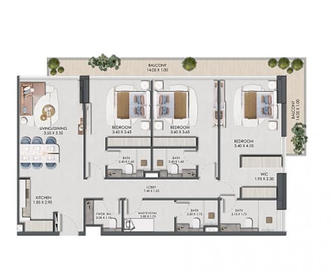 Квартира 0+1 в Дубай