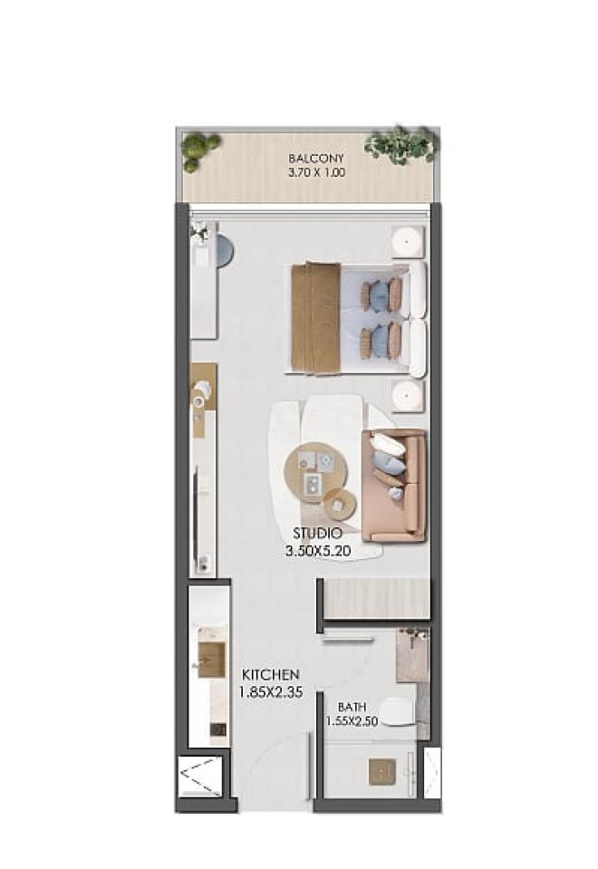 Квартира 0+1 в Дубай