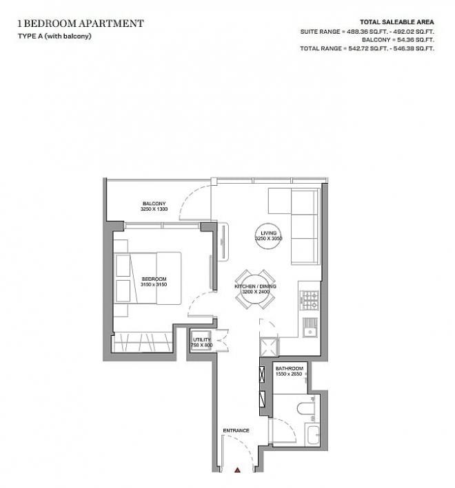 Квартира 1+1 в Дубай