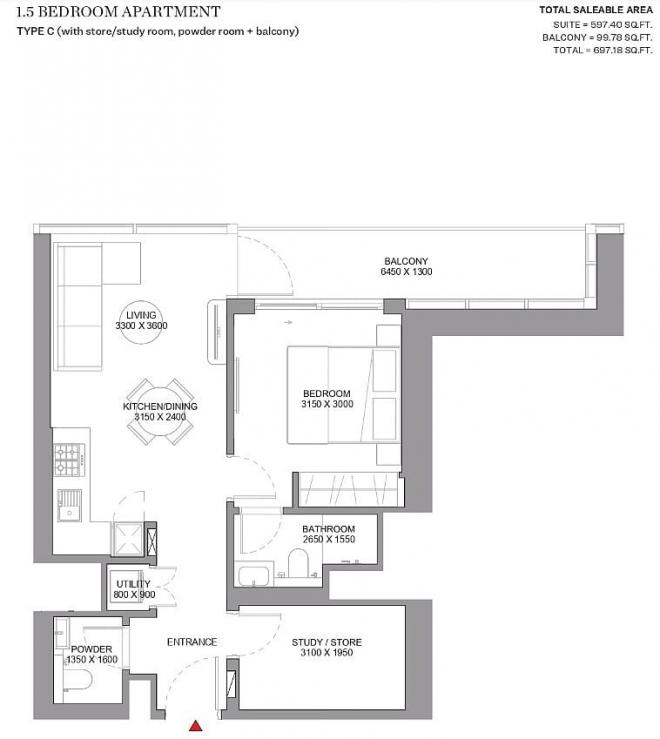 Квартира 1+1 в Дубай