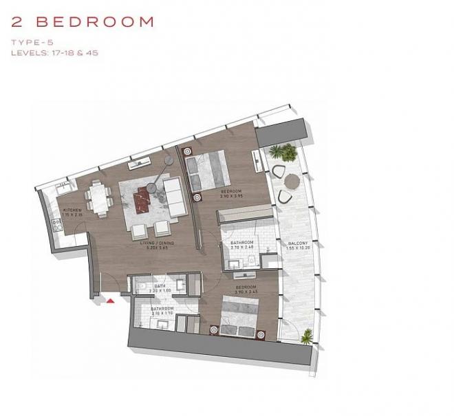Пентхаус 5+2 с видом на море в Дубай